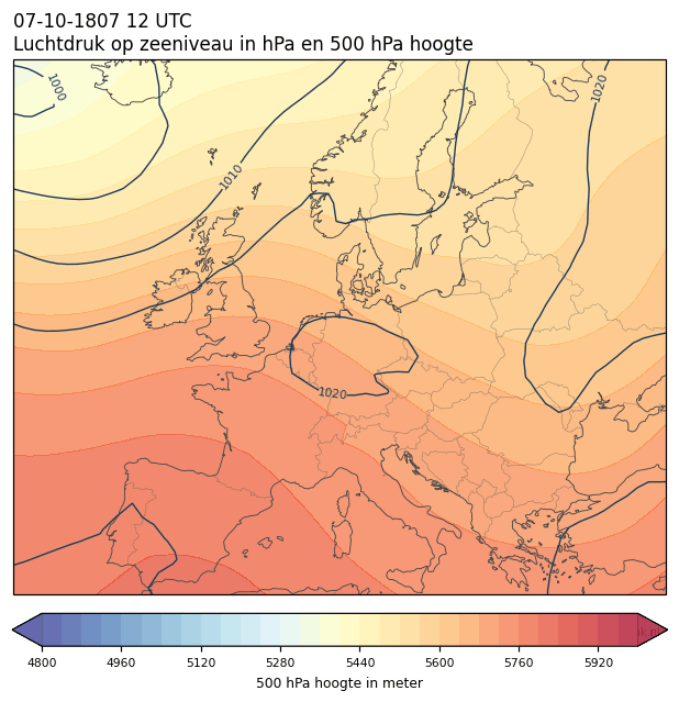 Weerkaart van 7 oktober 1807 om 12 UTC