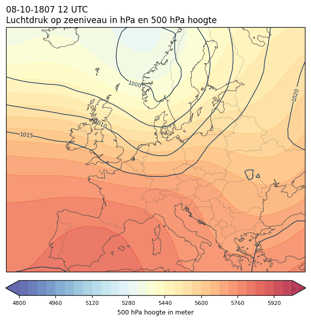 Weerkaart van 8 oktober 1807 om 12 UTC