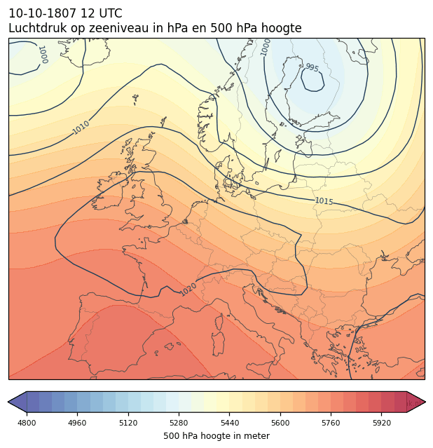 Weerkaart van 10 oktober 1807 om 12 UTC