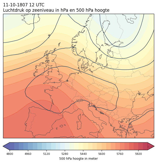 Weerkaart van 11 oktober 1807 om 12 UTC