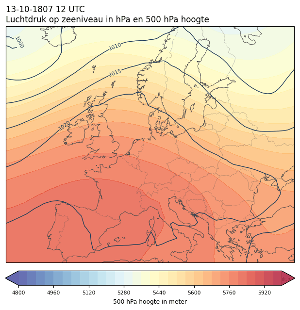 Weerkaart van 13 oktober 1807 om 12 UTC