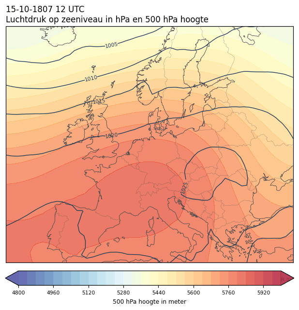Weerkaart van 15 oktober 1807 om 12 UTC