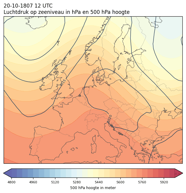 Weerkaart van 20 oktober 1807 om 12 UTC