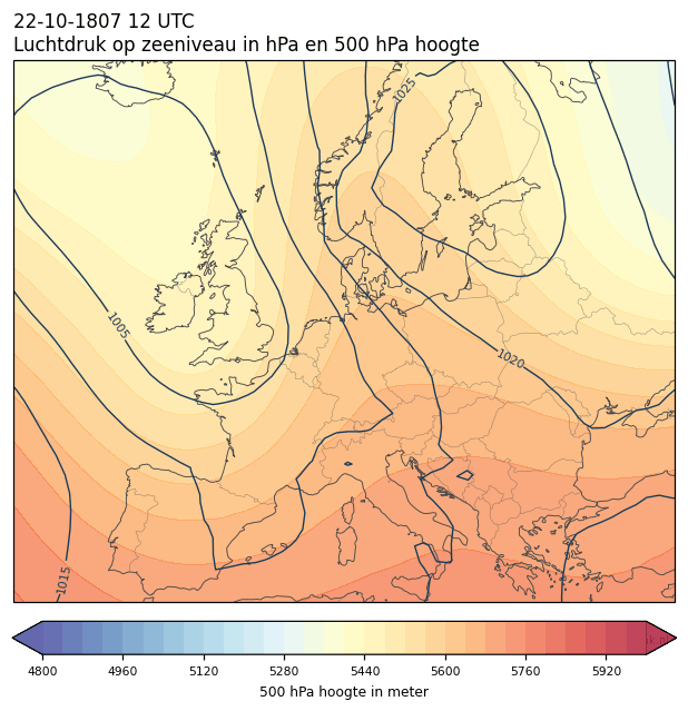 Weerkaart van 22 oktober 1807 om 12 UTC