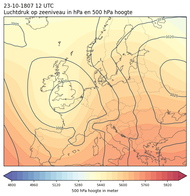 Weerkaart van 23 oktober 1807 om 12 UTC