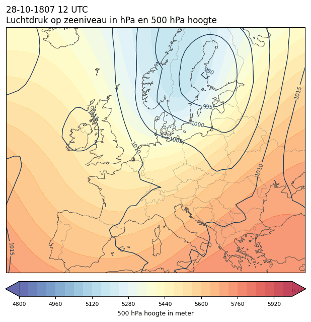 Weerkaart van 28 oktober 1807 om 12 UTC