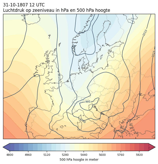 Weerkaart van 31 oktober 1807 om 12 UTC