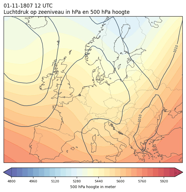 Weerkaart van 1 november 1807 om 12 UTC