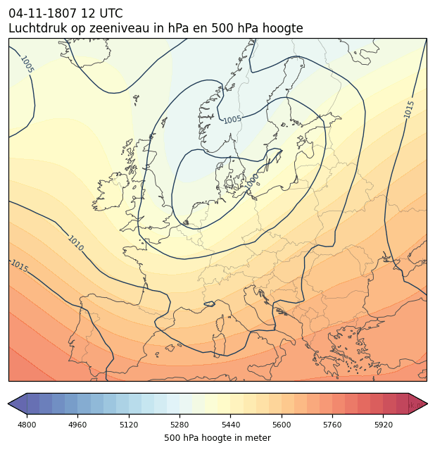 Weerkaart van 4 november 1807 om 12 UTC