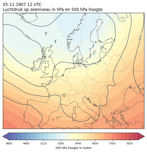 Weerkaart van 5 november 1807 om 12 UTC