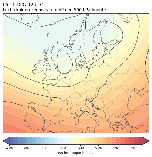 Weerkaart van 6 november 1807 om 12 UTC