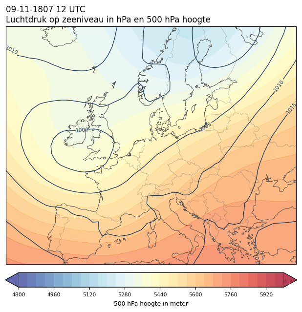 Weerkaart van 9 november 1807 om 12 UTC