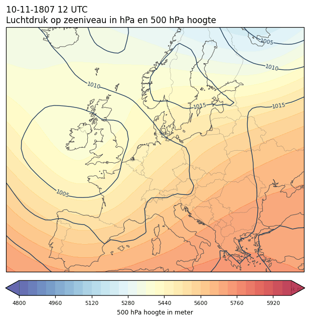 Weerkaart van 10 november 1807 om 12 UTC