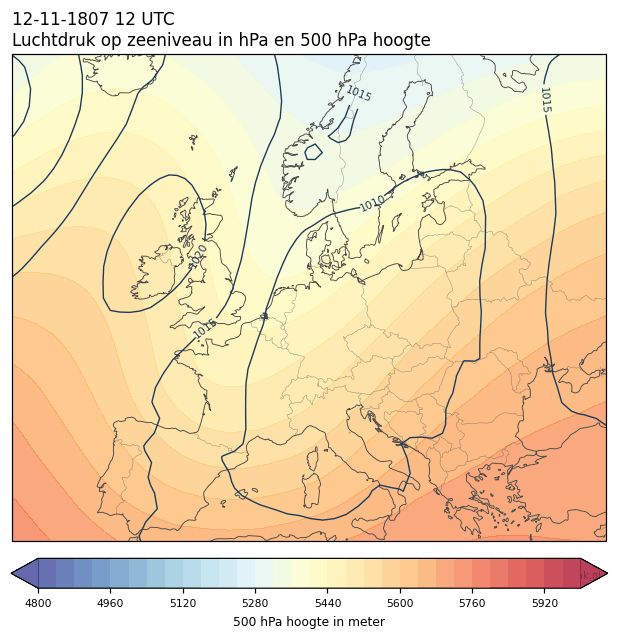 Weerkaart van 12 november 1807 om 12 UTC