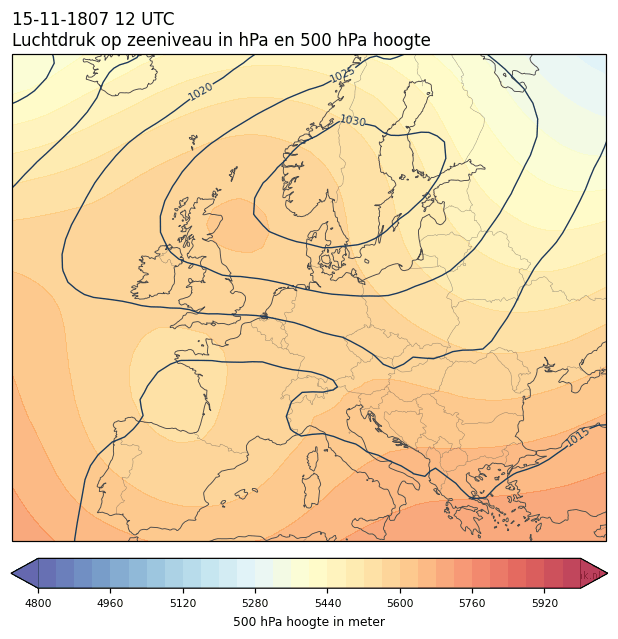 Weerkaart van 15 november 1807 om 12 UTC