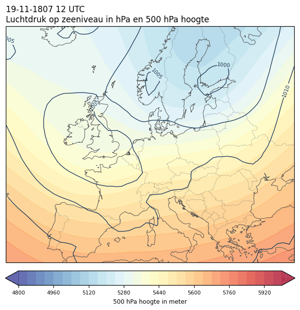 Weerkaart van 19 november 1807 om 12 UTC