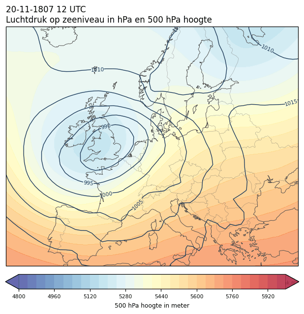Weerkaart van 20 november 1807 om 12 UTC