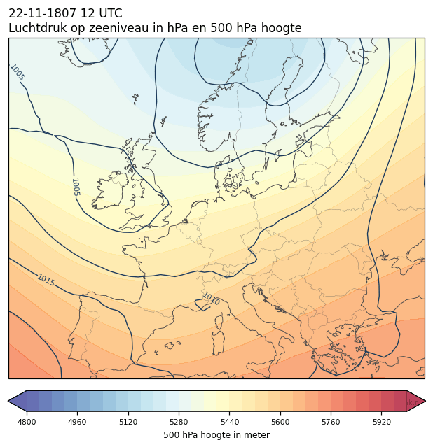 Weerkaart van 22 november 1807 om 12 UTC