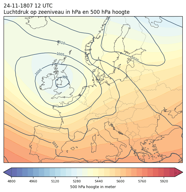 Weerkaart van 24 november 1807 om 12 UTC