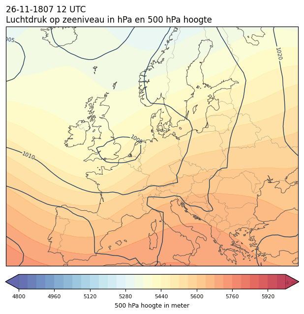 Weerkaart van 26 november 1807 om 12 UTC