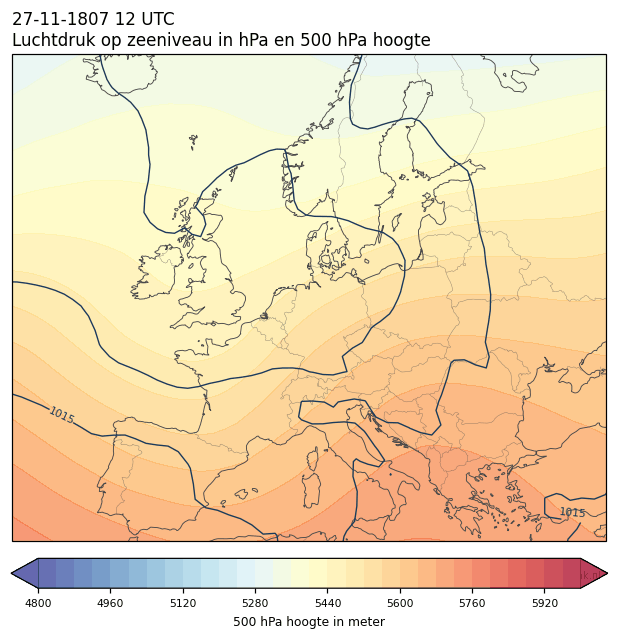 Weerkaart van 27 november 1807 om 12 UTC