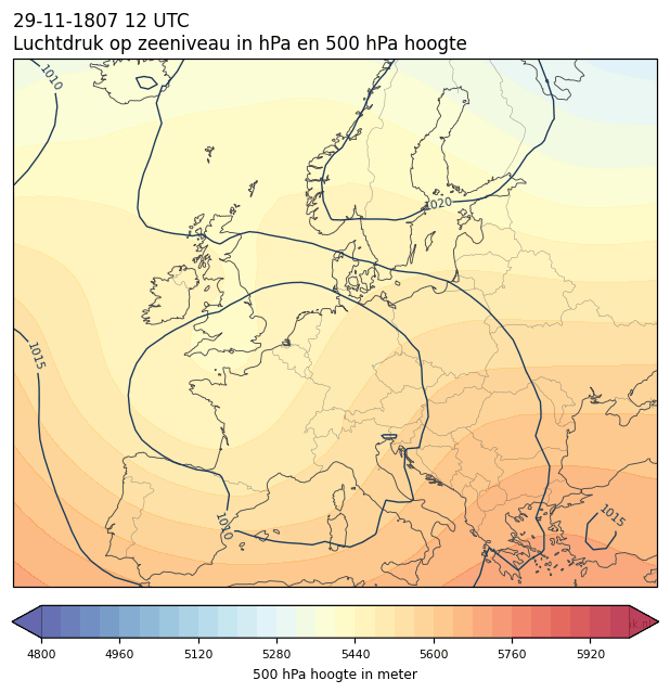 Weerkaart van 29 november 1807 om 12 UTC