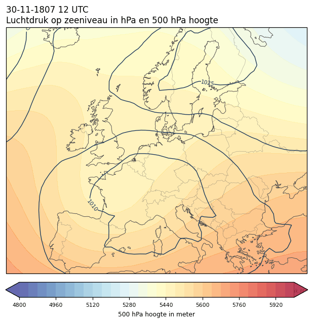 Weerkaart van 30 november 1807 om 12 UTC
