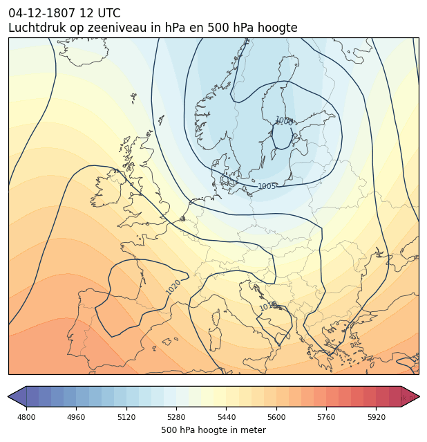 Weerkaart van 4 december 1807 om 12 UTC