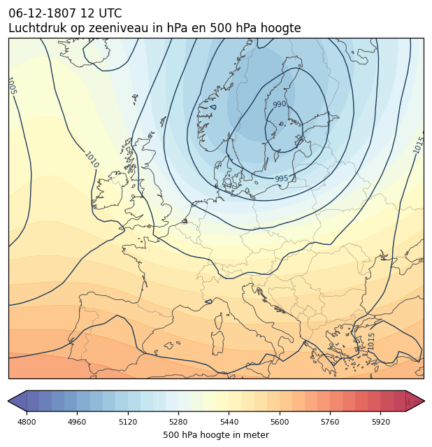 Weerkaart van 6 december 1807 om 12 UTC