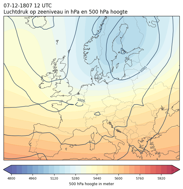 Weerkaart van 7 december 1807 om 12 UTC