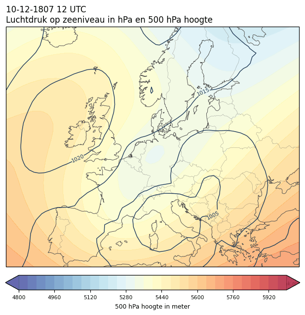 Weerkaart van 10 december 1807 om 12 UTC