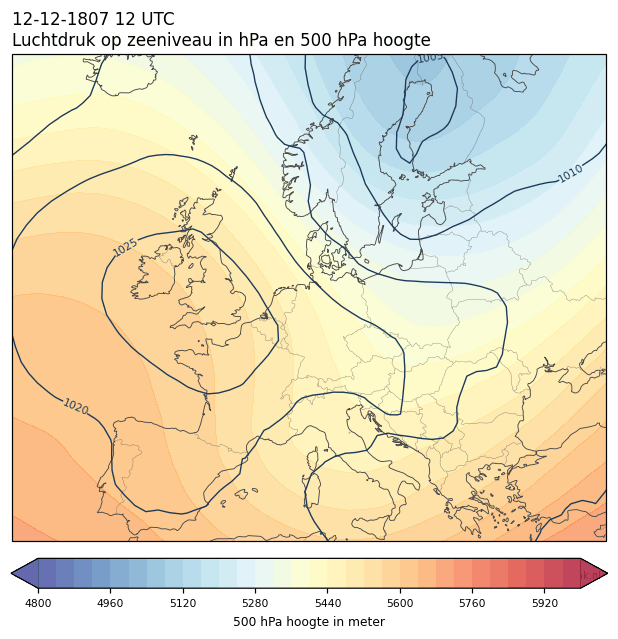 Weerkaart van 12 december 1807 om 12 UTC