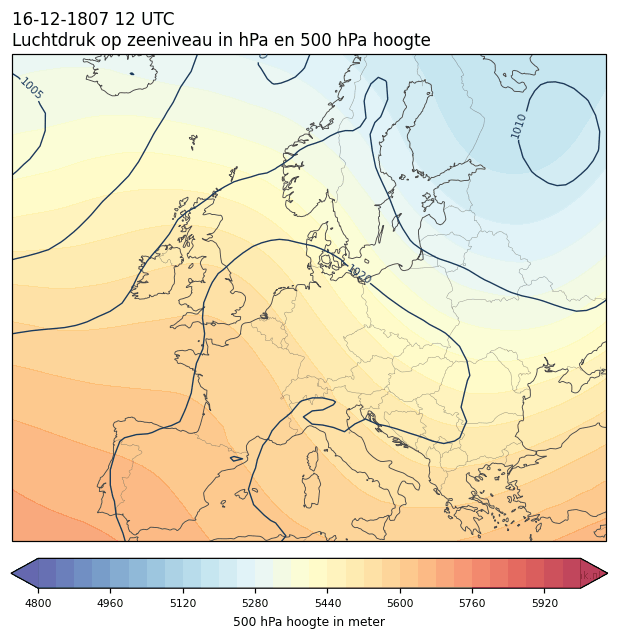 Weerkaart van 16 december 1807 om 12 UTC
