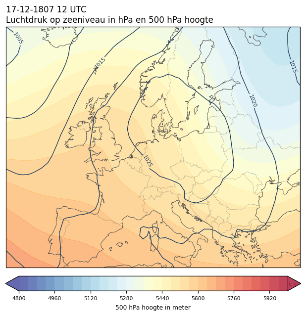Weerkaart van 17 december 1807 om 12 UTC