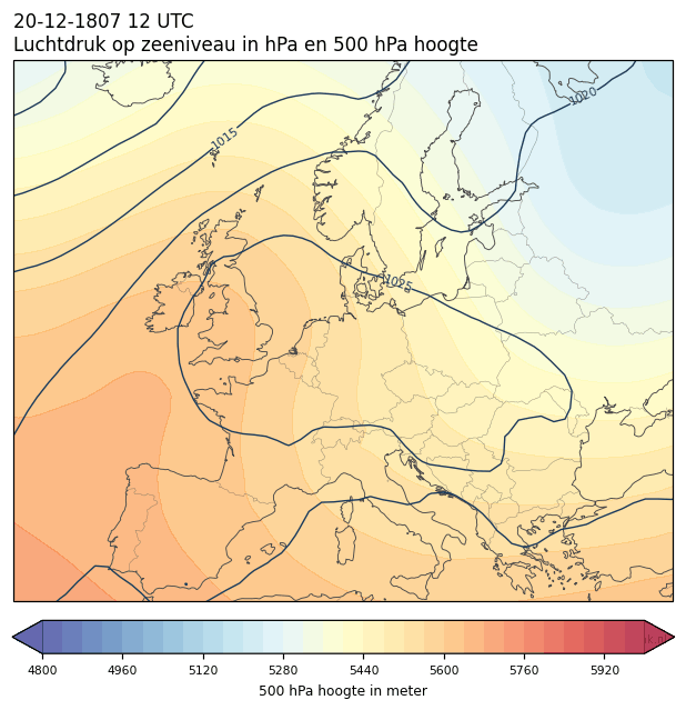 Weerkaart van 20 december 1807 om 12 UTC