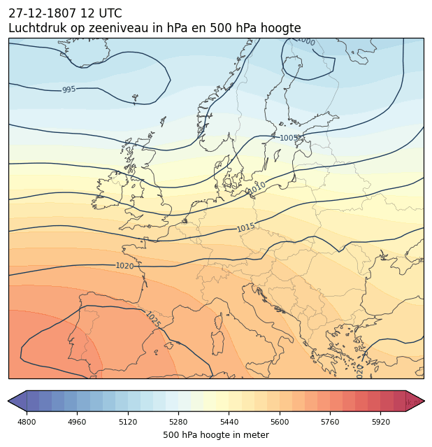 Weerkaart van 27 december 1807 om 12 UTC