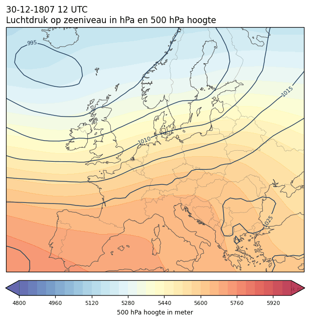 Weerkaart van 30 december 1807 om 12 UTC