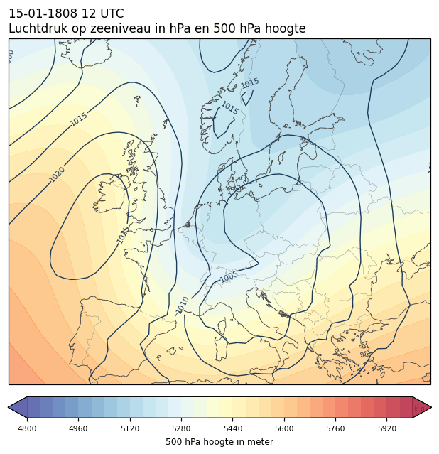 Weerkaart van 15 januari 1808 om 12 UTC