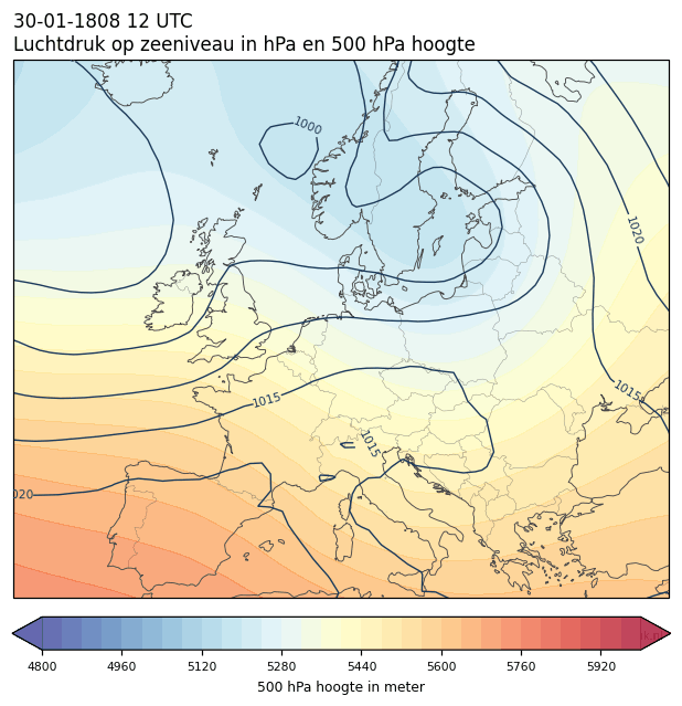 Weerkaart van 30 januari 1808 om 12 UTC