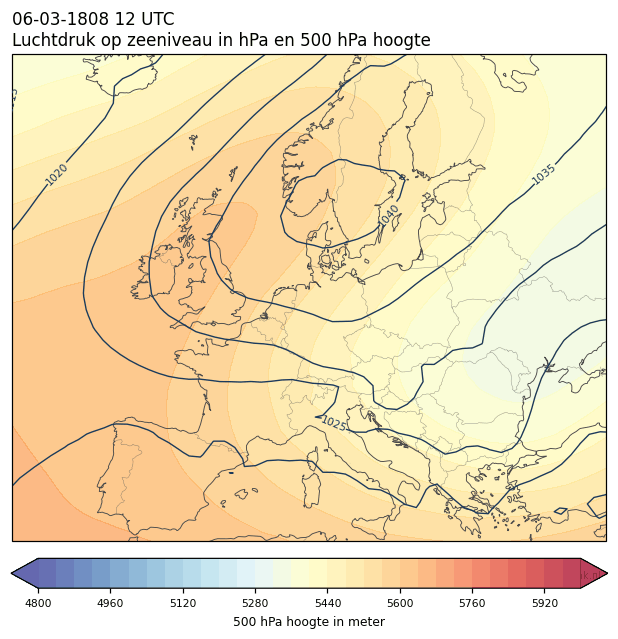 Weerkaart van 6 maart 1808 om 12 UTC