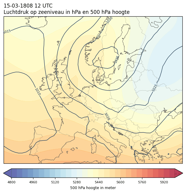 Weerkaart van 15 maart 1808 om 12 UTC