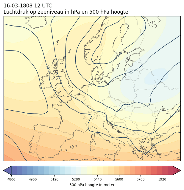 Weerkaart van 16 maart 1808 om 12 UTC