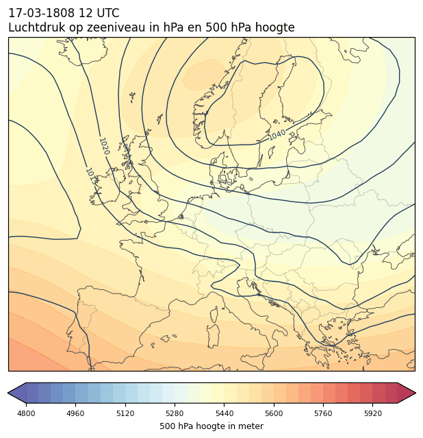 Weerkaart van 17 maart 1808 om 12 UTC