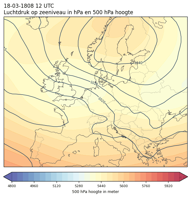 Weerkaart van 18 maart 1808 om 12 UTC