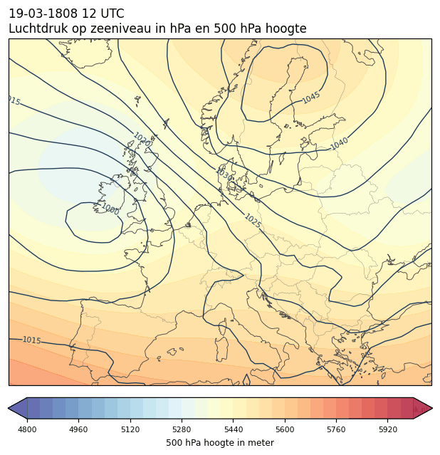 Weerkaart van 19 maart 1808 om 12 UTC