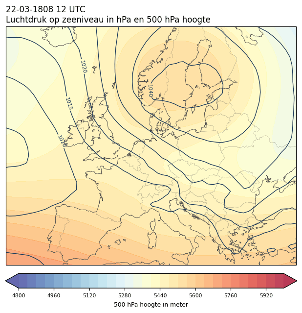 Weerkaart van 22 maart 1808 om 12 UTC