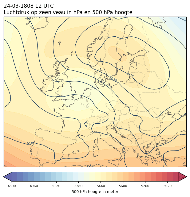 Weerkaart van 24 maart 1808 om 12 UTC