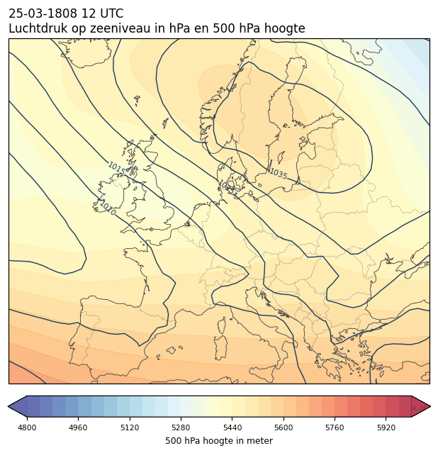 Weerkaart van 25 maart 1808 om 12 UTC