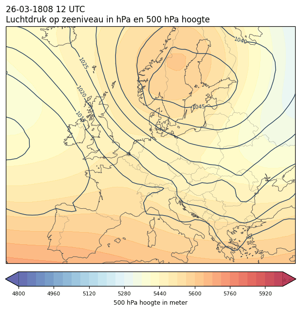 Weerkaart van 26 maart 1808 om 12 UTC