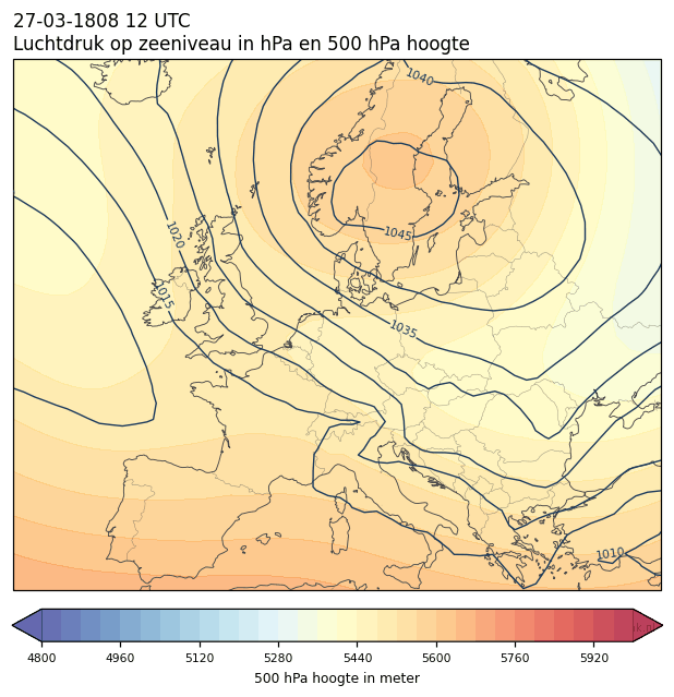 Weerkaart van 27 maart 1808 om 12 UTC